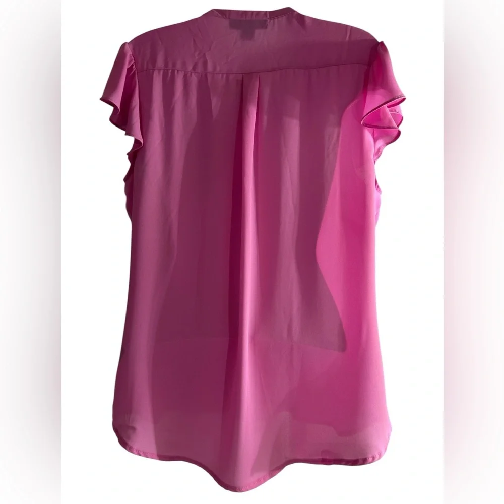 Attention Pink Pleated Blouse with Ruffle Sleeves - Picture 2 of 3